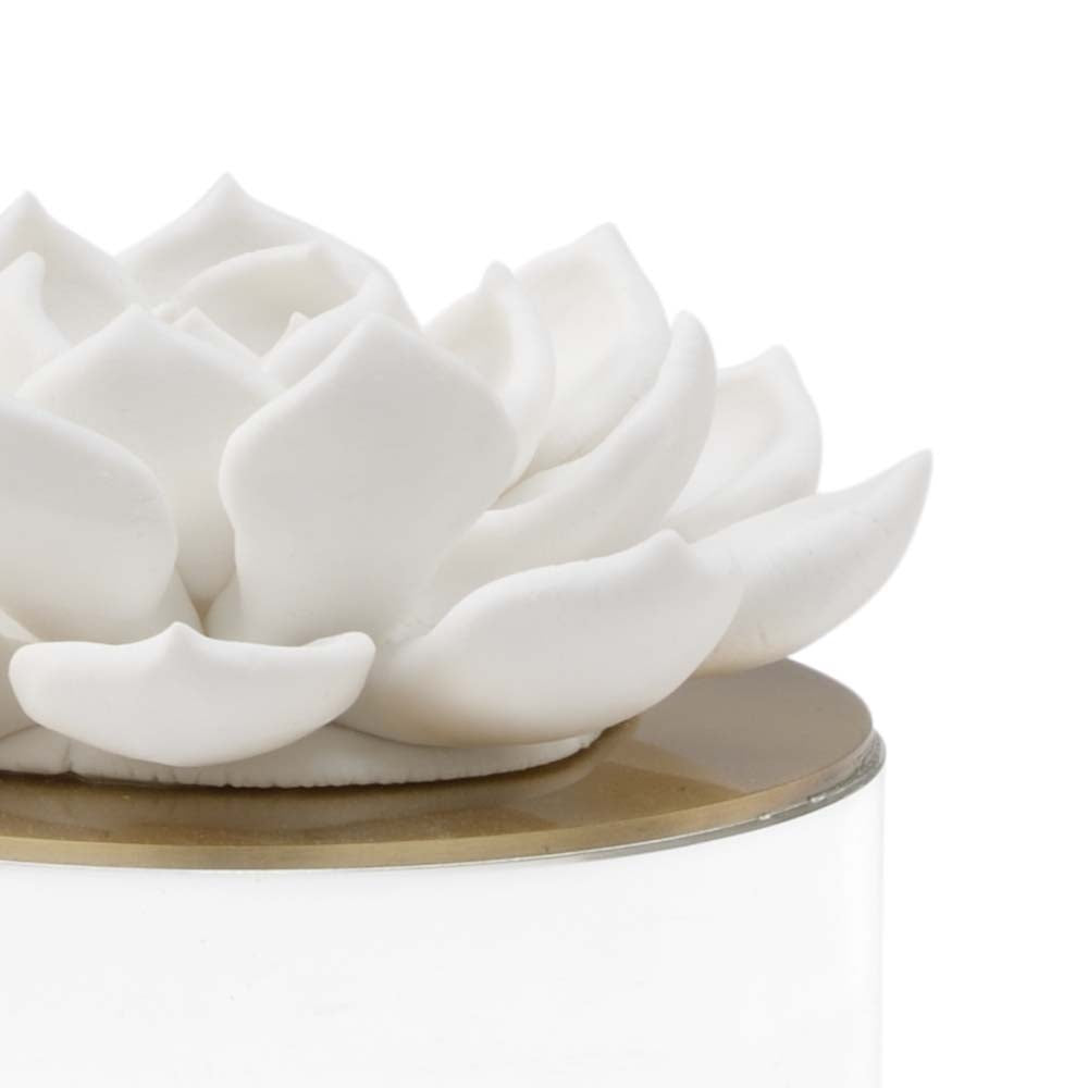 Chelsea House Succulent Handcrafted Porcelain Sculpture With Crystal Base, Antique Brass Accents By Claire Bell — Elegant DéCor 384694