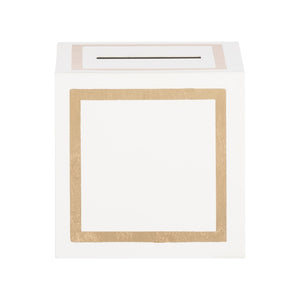 Chelsea House Ibiza Cream Tissue Box Cover With Polished Gold Trim — Claire Bell Metal Cube, Compact Elegance 384701