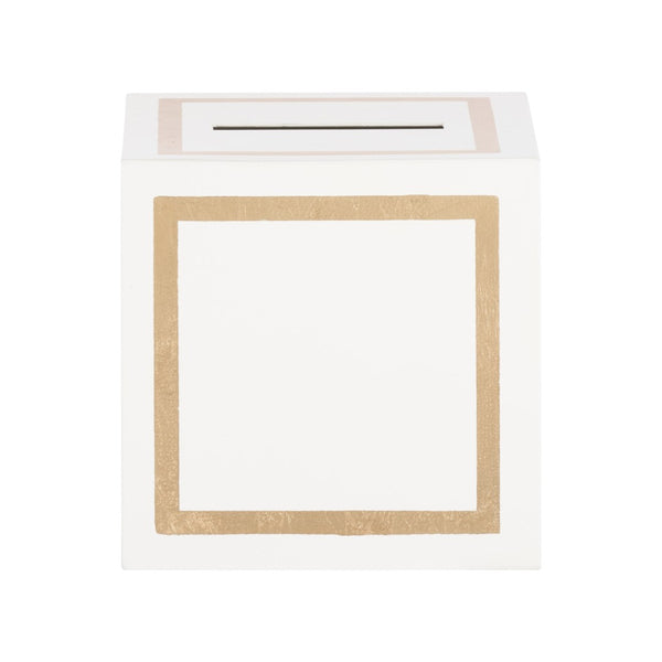 Chelsea House Ibiza Cream Tissue Box Cover With Polished Gold Trim — Claire Bell Metal Cube, Compact Elegance 384701