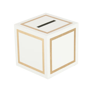 Chelsea House Ibiza Cream Tissue Box Cover With Polished Gold Trim — Claire Bell Metal Cube, Compact Elegance 384701