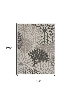 HomeRoots 5' Gray Floral Area Rug - Versatile Indoor/Outdoor Design for Stylish Spaces & High Traffic Areas 8'x11' Area Rug 384708