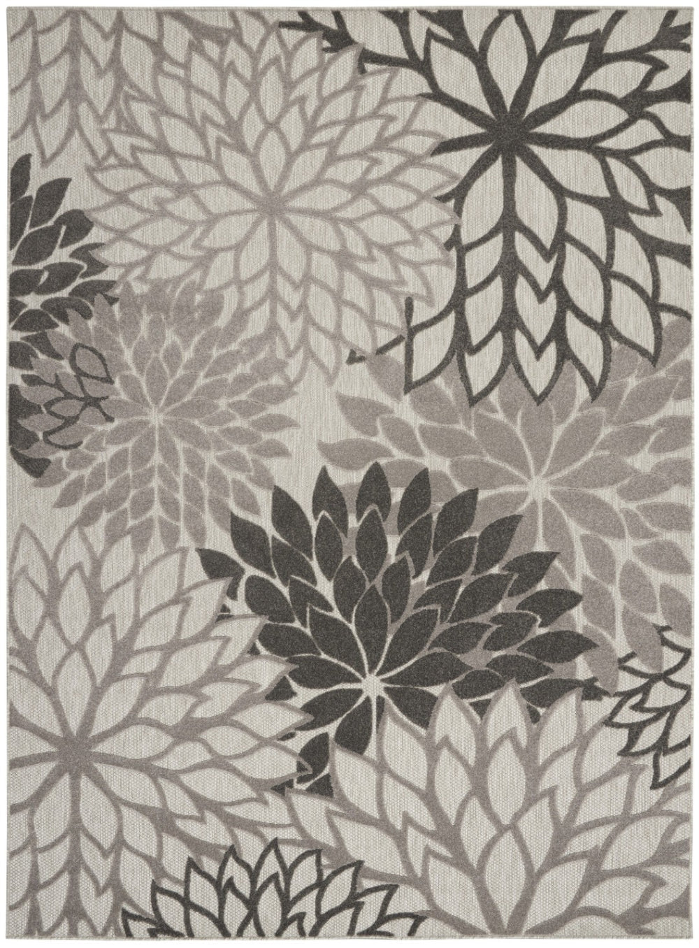 HomeRoots 5' Gray Floral Area Rug - Versatile Indoor/Outdoor Design for Stylish Spaces & High Traffic Areas 8'x11' Area Rug 384708