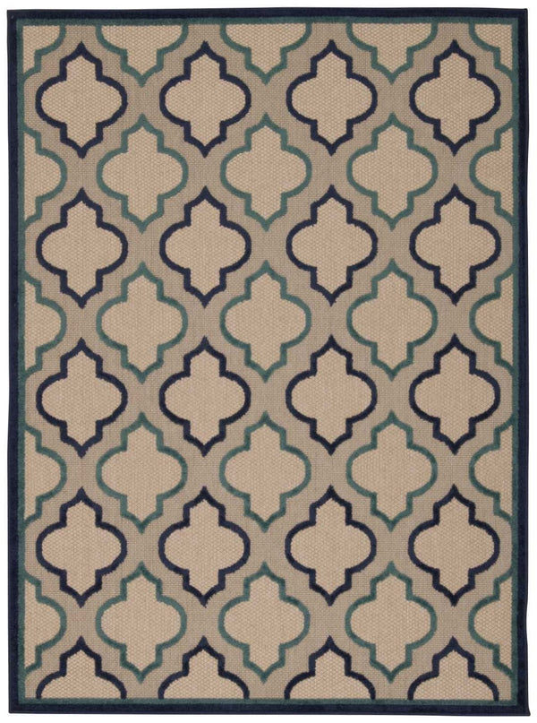 HomeRoots 8' Blue and Ivory Geometric Indoor Outdoor Rug – Stylish, Durable Design for Any Space Upgrade 8'x11' Area Rug Navy 384719