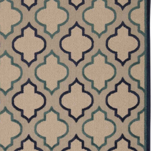 HomeRoots 8' Blue and Ivory Geometric Indoor Outdoor Rug – Stylish, Durable Design for Any Space Upgrade 8'x11' Area Rug Navy 384719
