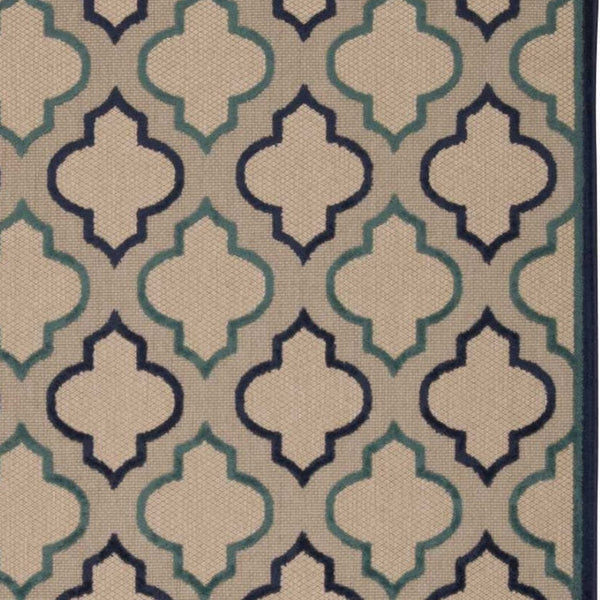 HomeRoots 8' Blue and Ivory Geometric Indoor Outdoor Rug – Stylish, Durable Design for Any Space Upgrade 8'x11' Area Rug Navy 384719