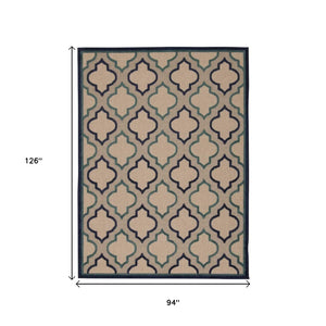 HomeRoots 8' Blue and Ivory Geometric Indoor Outdoor Rug – Stylish, Durable Design for Any Space Upgrade 8'x11' Area Rug Navy 384719