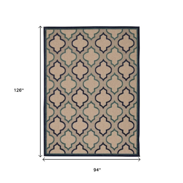 HomeRoots 8' Blue and Ivory Geometric Indoor Outdoor Rug – Stylish, Durable Design for Any Space Upgrade 8'x11' Area Rug Navy 384719