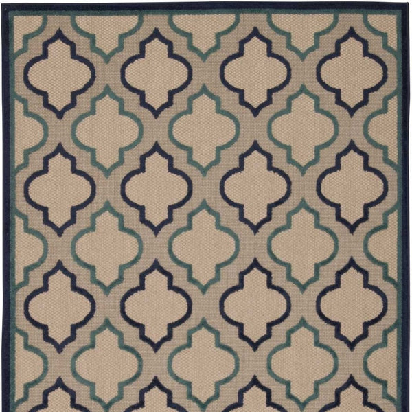 HomeRoots 8' Blue and Ivory Geometric Indoor Outdoor Rug – Stylish, Durable Design for Any Space Upgrade 8'x11' Area Rug Navy 384719