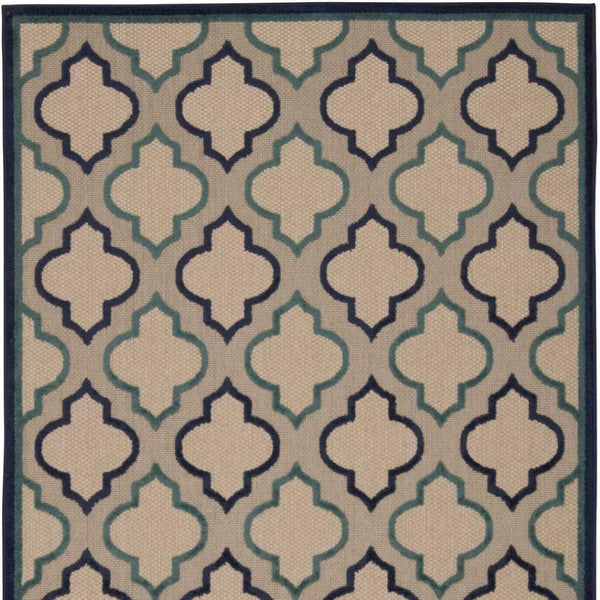 HomeRoots 8' Blue and Ivory Geometric Indoor Outdoor Rug – Stylish, Durable Design for Any Space Upgrade 8'x11' Area Rug Navy 384719