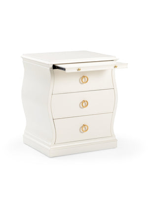 Chelsea House Gail Vintage-Style Drawer Chest With Curved Sides, Antique White Finish & Gold Leaf Pulls — 29"H 384732