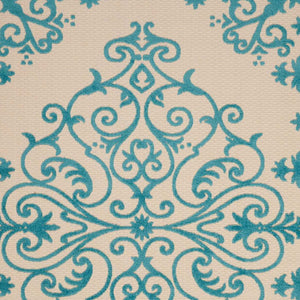 Homeroots 8' Aqua Damask Area Rug - Stylish Indoor Outdoor Accent For Timeless Elegance And Warmth 8' X 11' Polypropylene 384734