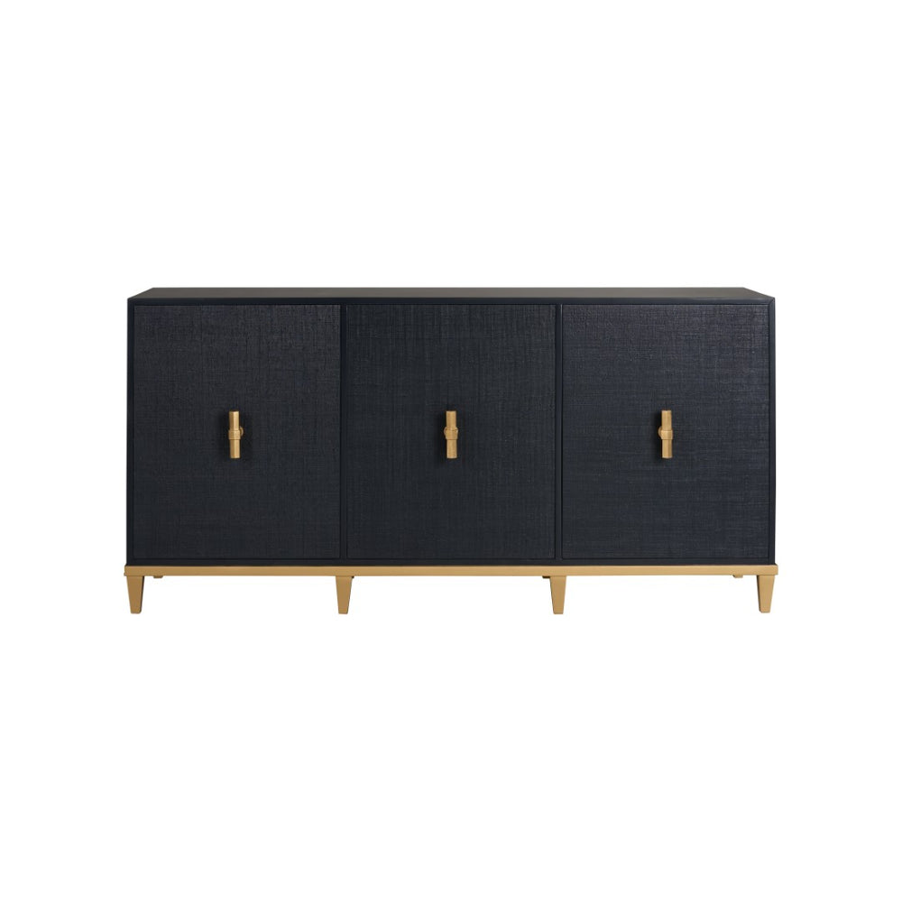 Chelsea House Avery Navy Console With Raffia Doors, Gold-Leaf Hardware — Claire Bell Design, Storage & Style 384740