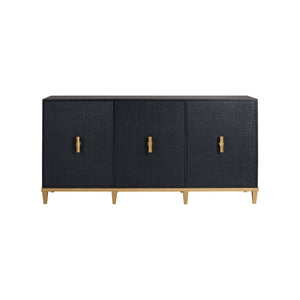 Chelsea House Avery Navy Console With Raffia Doors, Gold-Leaf Hardware — Claire Bell Design, Storage & Style 384740