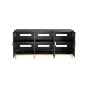 Chelsea House Avery Navy Console With Raffia Doors, Gold-Leaf Hardware — Claire Bell Design, Storage & Style 384740