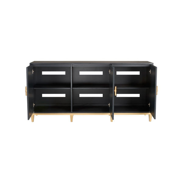 Chelsea House Avery Navy Console With Raffia Doors, Gold-Leaf Hardware — Claire Bell Design, Storage & Style 384740