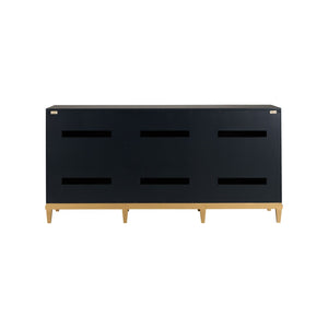 Chelsea House Avery Navy Console With Raffia Doors, Gold-Leaf Hardware — Claire Bell Design, Storage & Style 384740
