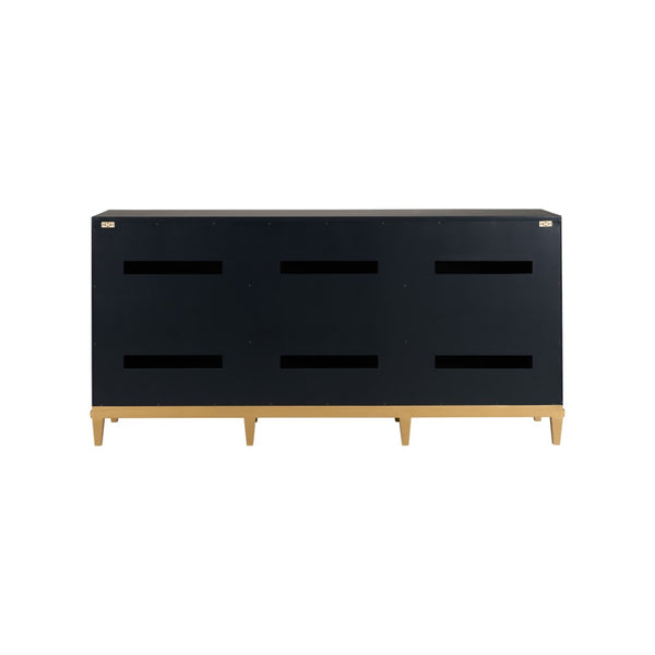 Chelsea House Avery Navy Console With Raffia Doors, Gold-Leaf Hardware — Claire Bell Design, Storage & Style 384740