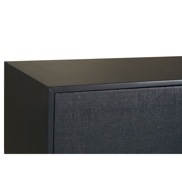 Chelsea House Avery Navy Console With Raffia Doors, Gold-Leaf Hardware — Claire Bell Design, Storage & Style 384740