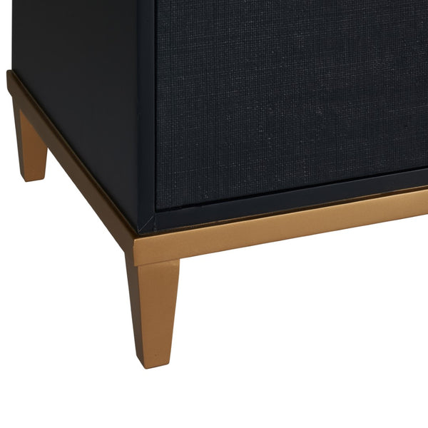 Chelsea House Avery Navy Console With Raffia Doors, Gold-Leaf Hardware — Claire Bell Design, Storage & Style 384740
