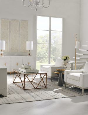 Chelsea House Avery White Console With Raffia Doors & Gold Leaf Pulls — Coastal-Modern Entryway Storage 384741