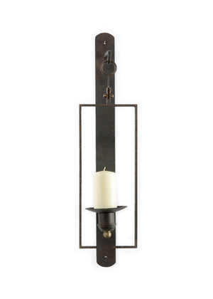Chelsea House Belk Bronze Sconce With Tempered Glass Panel, Slim 29.5" Transitional Wall Light For Hallways 384743