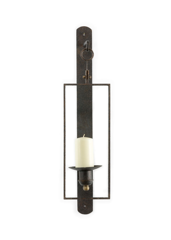 Chelsea House Belk Bronze Sconce With Tempered Glass Panel, Slim 29.5" Transitional Wall Light For Hallways 384743