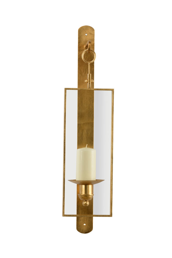 Chelsea House Belk Gold Leaf Wall Sconce With Tempered Glass Panel — Slim 29.5" Candle Sconce For Luxe Ambient Light 384744