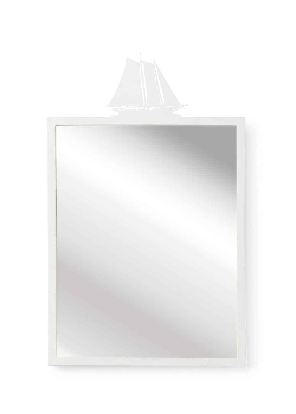 Chelsea House High Tide Mirror By Jamie Merida — Matte White Lacquered Metal Frame With Sailing Ship Accent, 38"X24" 384756