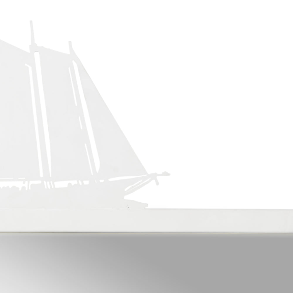 Chelsea House High Tide Mirror By Jamie Merida — Matte White Lacquered Metal Frame With Sailing Ship Accent, 38"X24" 384756
