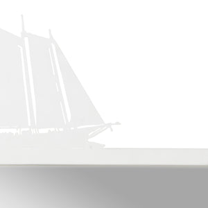 Chelsea House High Tide Mirror By Jamie Merida — Matte White Lacquered Metal Frame With Sailing Ship Accent, 38"X24" 384756