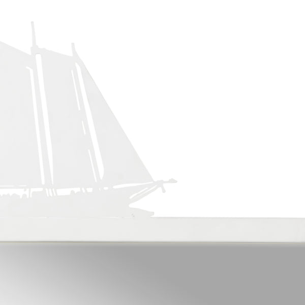 Chelsea House High Tide Mirror By Jamie Merida — Matte White Lacquered Metal Frame With Sailing Ship Accent, 38"X24" 384756