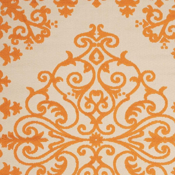 HomeRoots 8' Aqua Damask Area Rug – Elegant Indoor/Outdoor Carpet for Patios, Living Rooms, and Entryways 8 x 11 Orange 384756