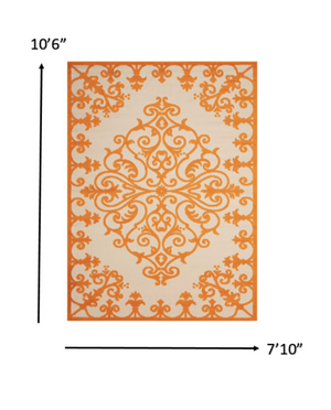 Homeroots 8' Aqua Damask Area Rug - Stylish Indoor Outdoor Accent For Timeless Elegance And Warmth 8 X 11 Polypropylene 384756
