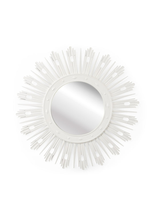 Chelsea House Wasden Mirror White Lacquer Starburst 52.5" Statement Wall Mirror — Mid‑Century Modern Sculptural Focal 384762