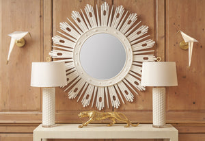 Chelsea House Wasden Mirror White Lacquer Starburst 52.5" Statement Wall Mirror — Mid‑Century Modern Sculptural Focal 384762