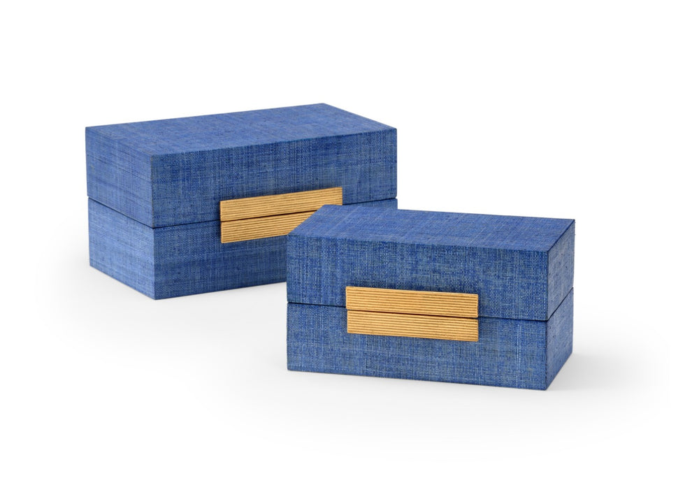 Chelsea House Raffia Blueberry Nested Storage Boxes With Gold-Leaf Hardware — Handmade Texture For Chic Organization 384763
