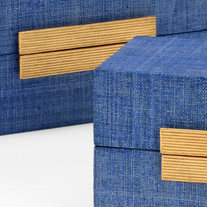 Chelsea House Raffia Blueberry Nested Storage Boxes With Gold-Leaf Hardware — Handmade Texture For Chic Organization 384763