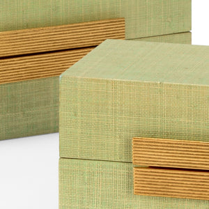 Chelsea House Raffia Seafoam Boxes Set Of 2 With Gold-Leaf Hardware — Handwoven Coastal Storage For Stylish Organization 384764