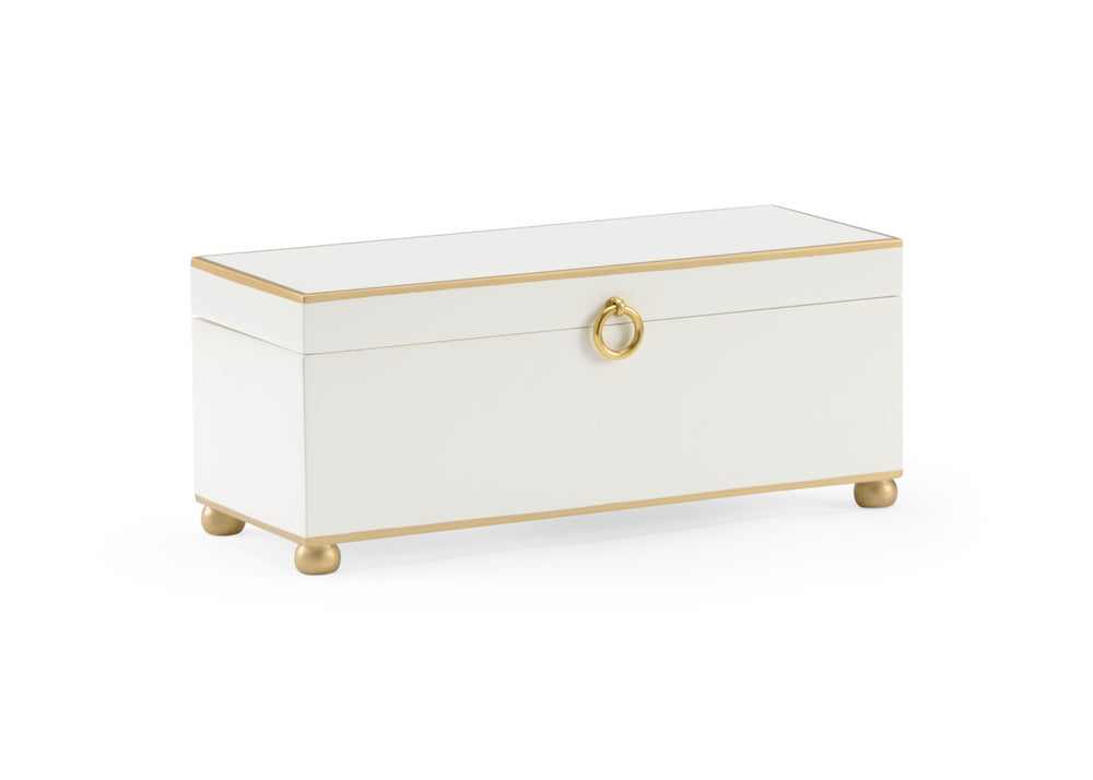 Chelsea House Rectangular Hand-Painted Cream Wooden Box With Antique Gold Trim, Velvet-Lined Organizer For Keys 384769
