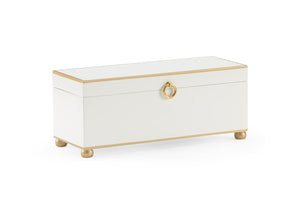 Chelsea House Rectangular Hand-Painted Cream Wooden Box With Antique Gold Trim, Velvet-Lined Organizer For Keys 384769