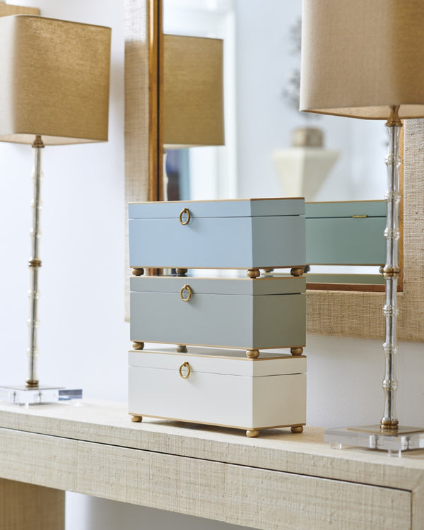 Chelsea House Rectangular Hand-Painted Cream Wooden Box With Antique Gold Trim, Velvet-Lined Organizer For Keys 384769