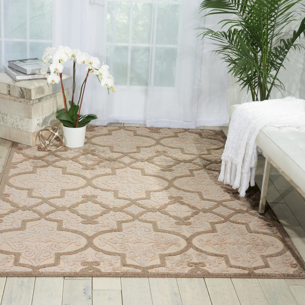 HomeRoots 5' Cream Moroccan Indoor Outdoor Area Rug for Timeless Style and Durability in Any Space 5' X 8' 384769