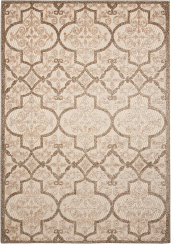HomeRoots 5' Cream Moroccan Indoor Outdoor Area Rug for Timeless Style and Durability in Any Space 5' X 8' 384769
