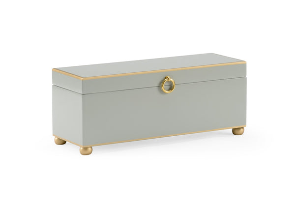 Chelsea House Rectangular Hand-Painted Gray Wooden Box With Antique Gold Trim, Velvet Lined Jewelry Storage Chest 384770