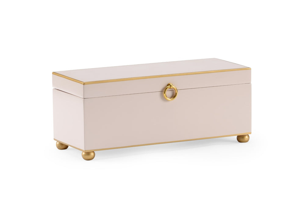 Chelsea House Rectangular Pink Hand-Painted Wooden Box With Antique Gold Trim, Velvet Lined Storage For Keys 384771