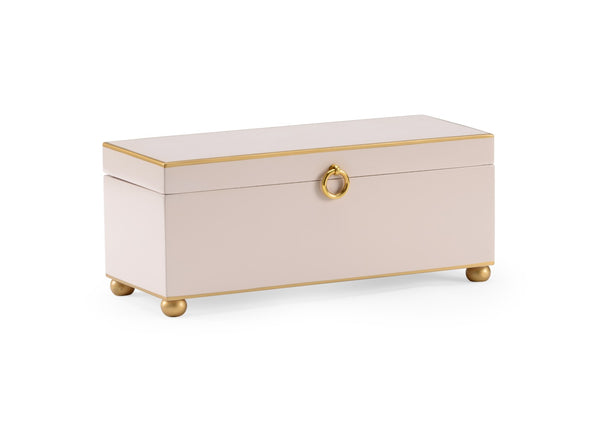 Chelsea House Rectangular Pink Hand-Painted Wooden Box With Antique Gold Trim, Velvet Lined Storage For Keys 384771