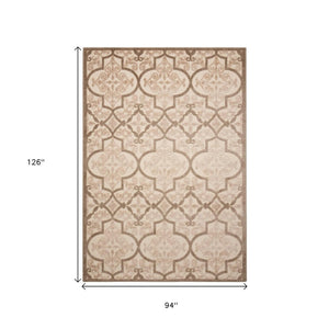 HomeRoots 5' Cream Moroccan Indoor Outdoor Area Rug for Timeless Style and Durability in Any Space 8' x 11' 384771