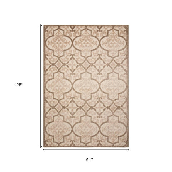 HomeRoots 5' Cream Moroccan Indoor Outdoor Area Rug for Timeless Style and Durability in Any Space 8' x 11' 384771