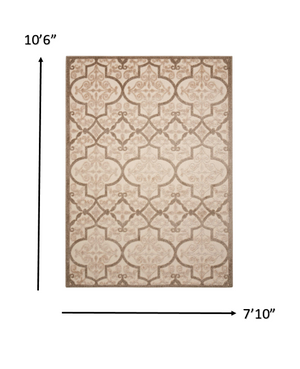 Homeroots 4' Cream Moroccan Area Rug - Stylish Indoor Outdoor Design For Living Spaces, Patios, And More! 8' X 11' Polypropylene 384771