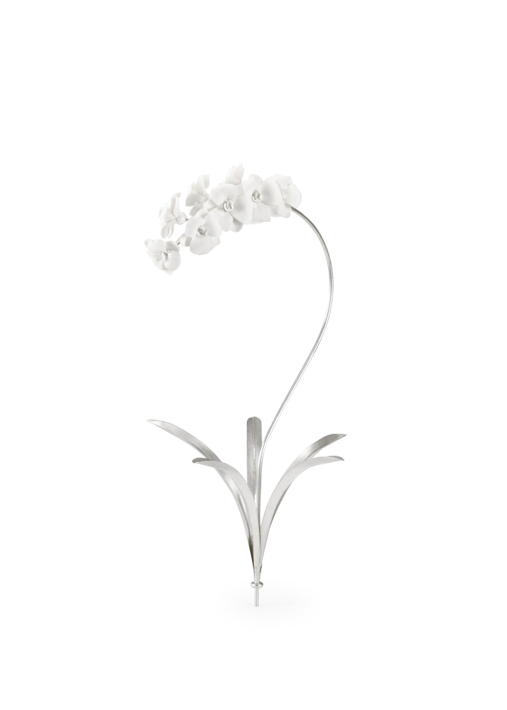 Chelsea House Orchid Handcrafted Silver Stem With Matte Porcelain Blooms, Antique Silver Leaf, 27" Tall Elegance 384775